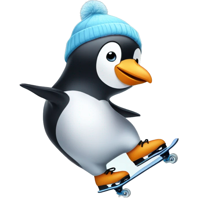 Penguin ice skating emoji