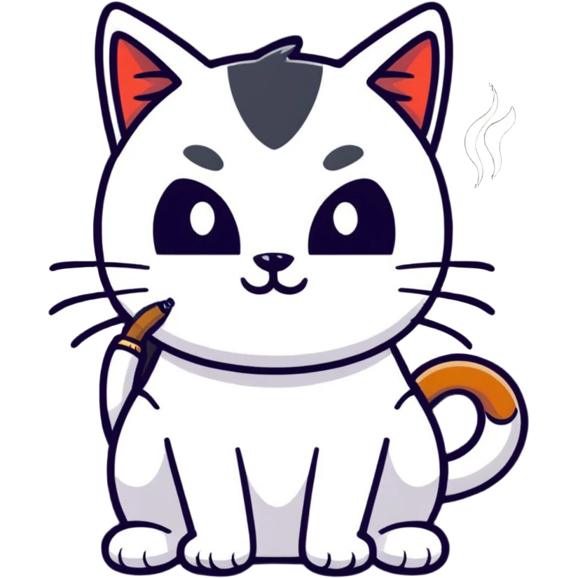 cat with cigarette in mouth staring intensely emoji
