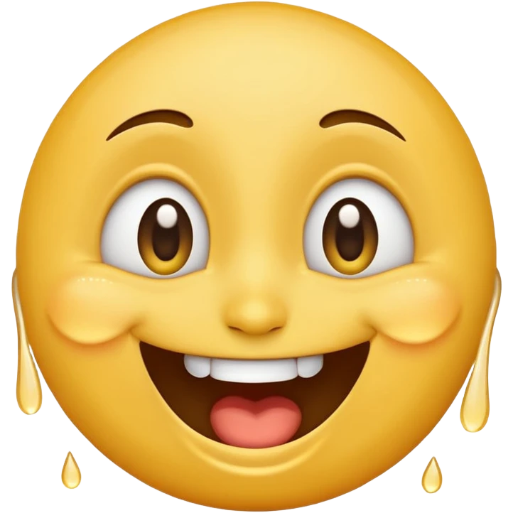 Emoji, laughing face with lots of tears of joy exactly from eyes, wide smile, big eyes emoji