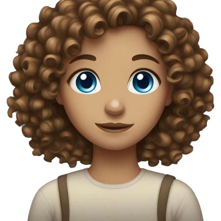 Girl with blue eyes and curly brown hair emoji