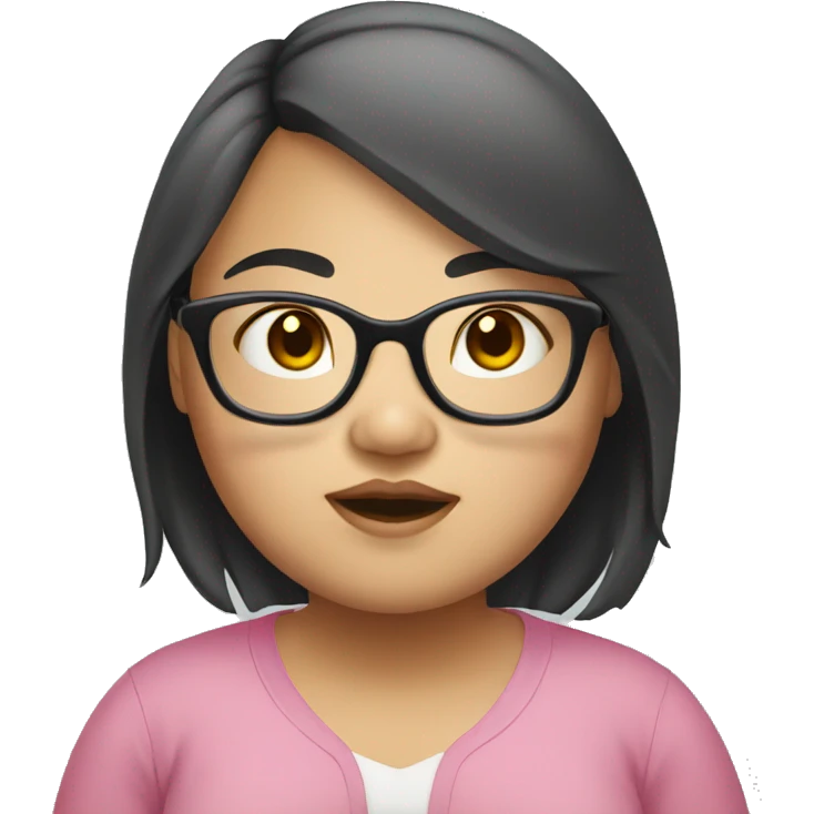 chubby asian girl with glasses emoji
