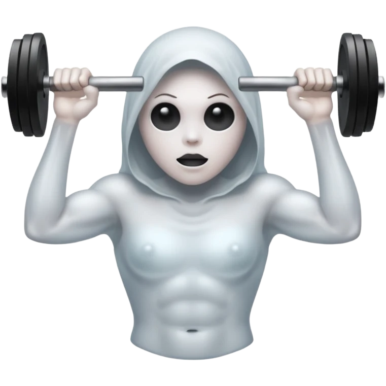 A ghost lifting dumbbells emoji