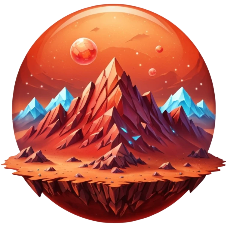crystal mars planet, surface covered in glowing crystals mountains and dust emoji