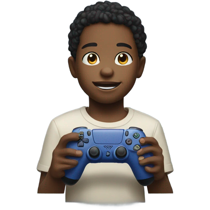 Kid playing ps5 emoji