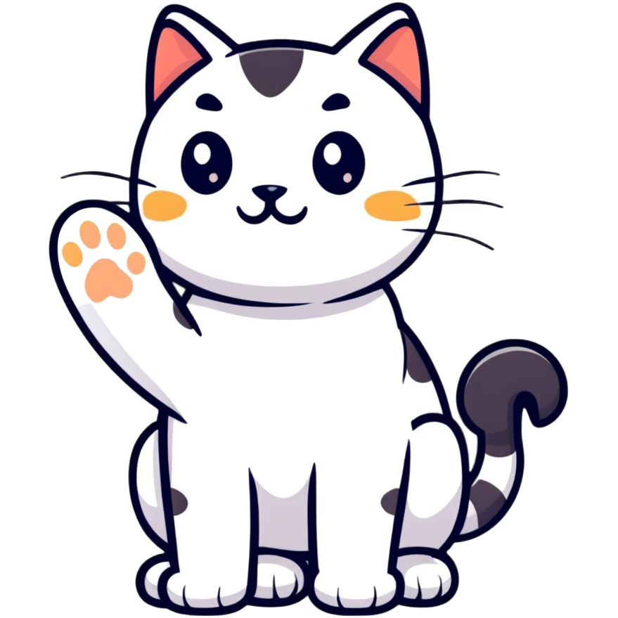 playful cat with paw up emoji