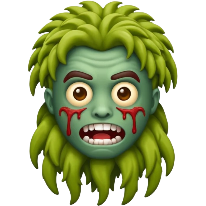 Faça um zumbi estilo emojis de iPhone, de uma moça parda dos cabelos ondulados  emoji