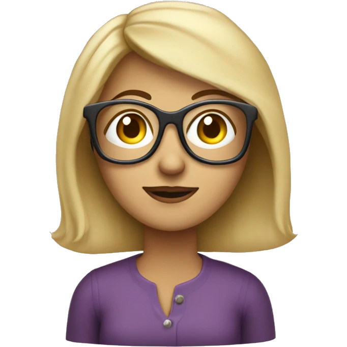 middle aged blonde woman with eyeglasses carrying direct message icon from Instagram emoji