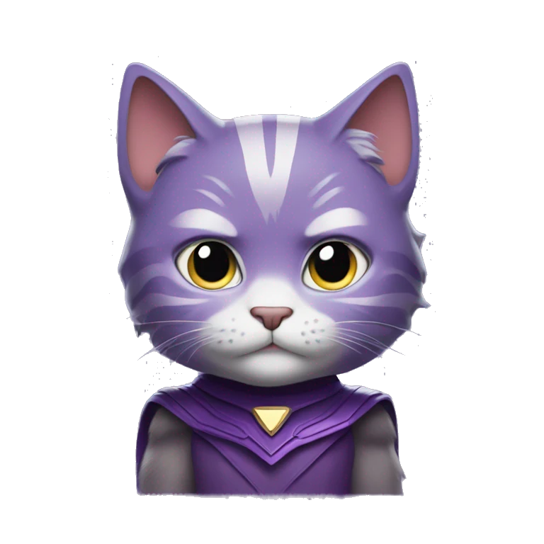 Purple cat in Thor costume emoji
