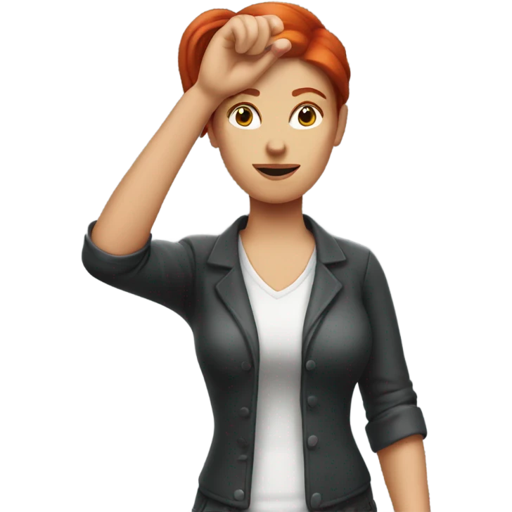 Red headed woman giving the timeout sign emoji
