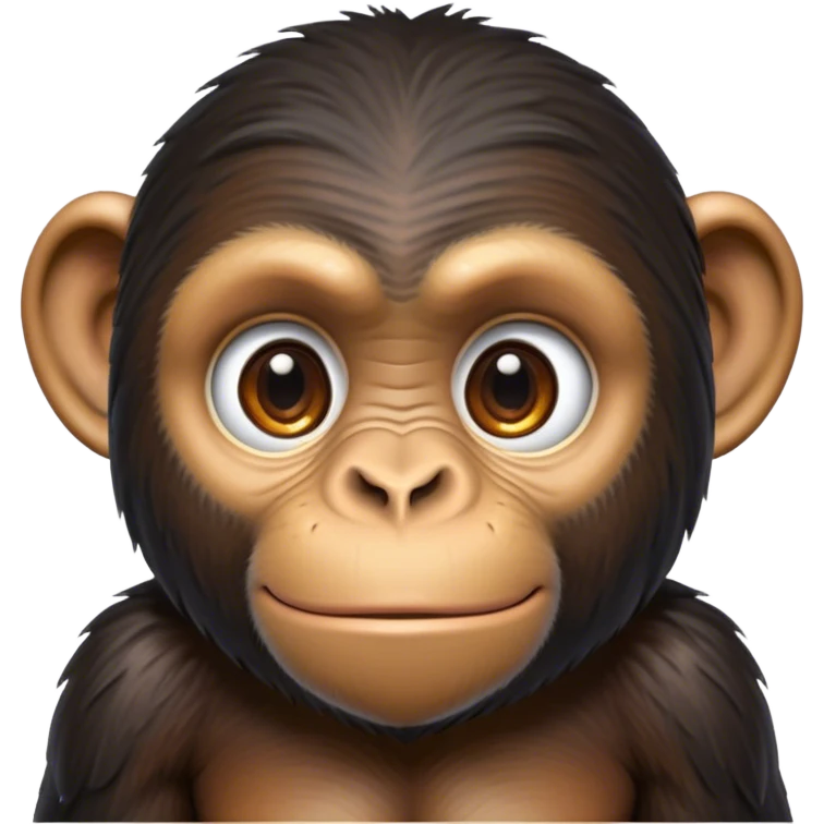 Cinematic Noble Chimpanzee Portrait Emoji, Poised and wise, with a lean, agile build adorned with textured fur and deep, thoughtful eyes, Simplified yet sharp and sophisticated features, highly detailed, glowing with a soft, contemplative glow, high shine, intelligent and vigilant, stylized with an air of primate regality, focused and attentive, soft glowing outline, capturing the essence of a watchful guardian that feels as though it could step out of the screen with effortless authority! emoji
