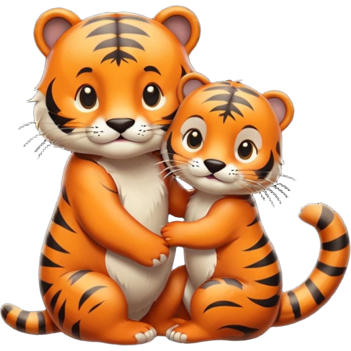 tiger and little otter in love emoji
