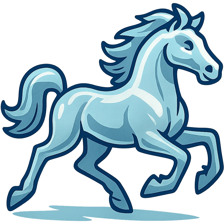 silver metal chrome spirit horse running, mystical emoji