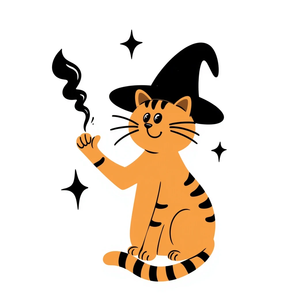 orange cat casting a magic spell with paw raised emoji