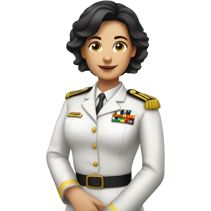 German Ship Captain Woman white Uniform dark hair emoji