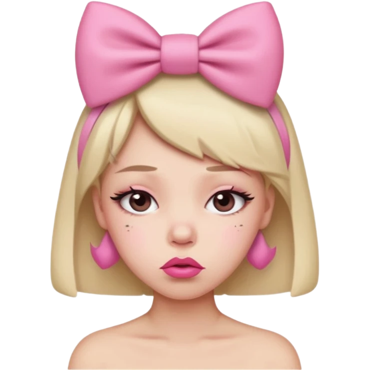 Pouting emoji with pink bow on head emoji