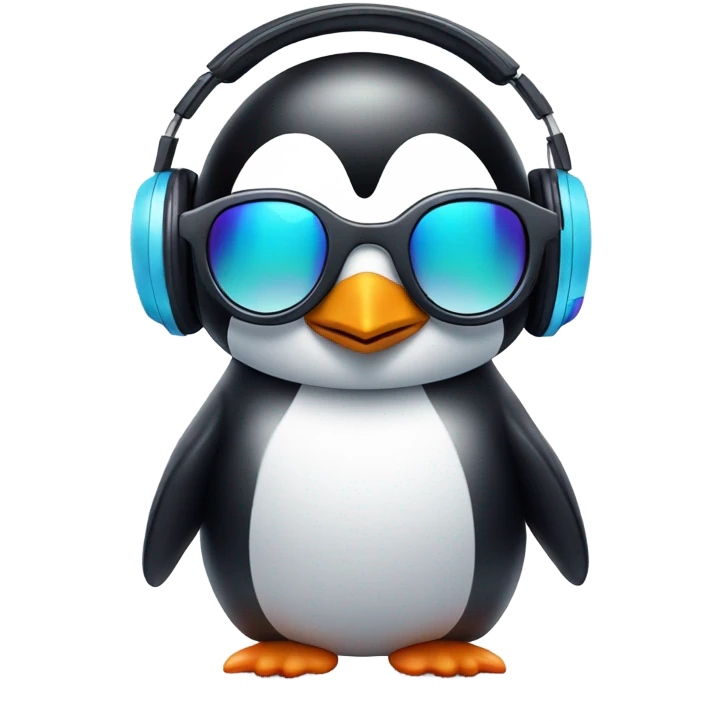 Techno penguin emoji