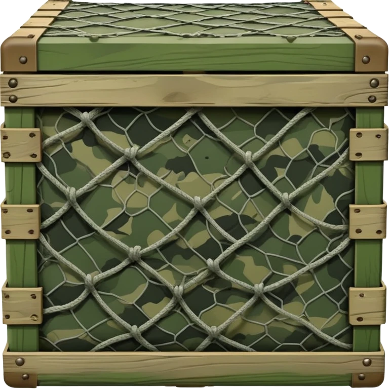 military green wooden boxes covered with camouflage net emoji