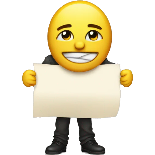 I want a crying emoji holding up a peice of paper that says, "short response". emoji