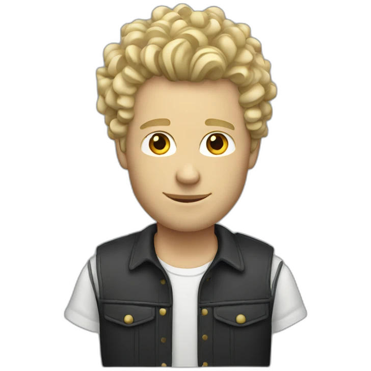 Blonde white man with curly hair Mohawk emoji