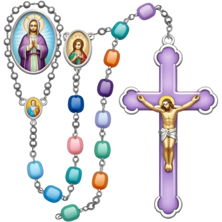 jolie chapelet catholique multicolore pastel emoji
