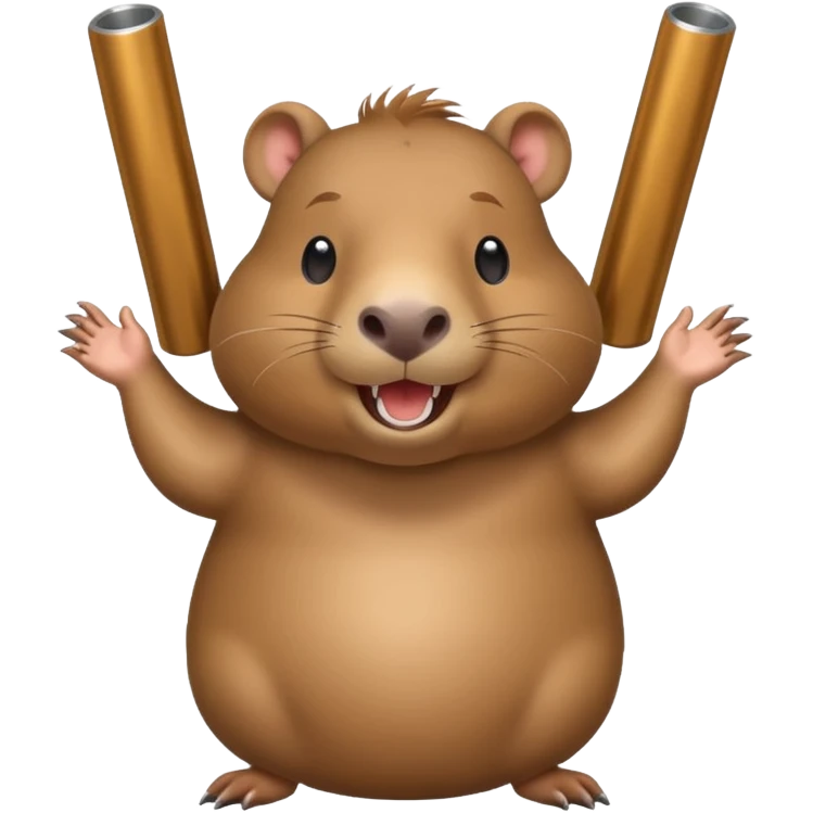 laughing capybara surrounded by stainless steel tubes emoji