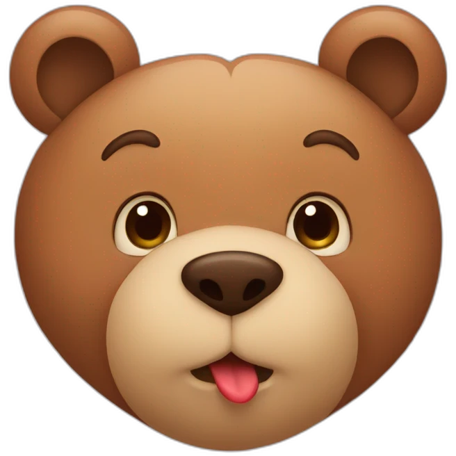 Female bear and male bear kissing, face only, with hearts above them emoji