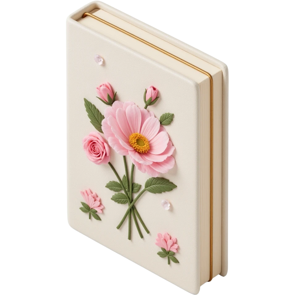 pretty ivory floral embroidered hardcover journal emoji