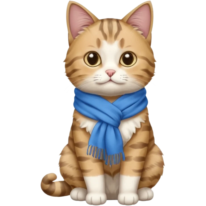 Cat wear a blue scarf, full body emoji