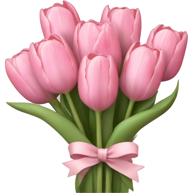 Pastel pink tulip bouquet with bow emoji