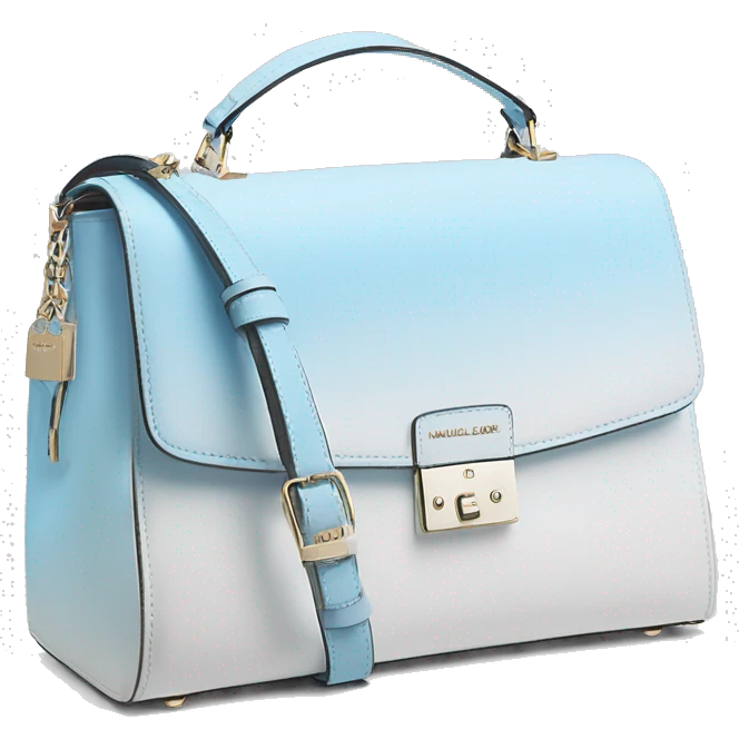 Realistic pastel sky blue to white ombre michael kors satchel purse. emoji