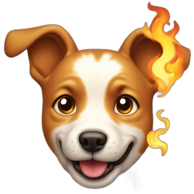 funny dog playing with fire emoji