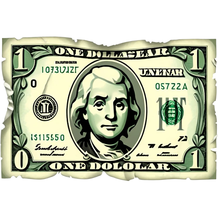 damaged one dollar billone dollar bill emoji