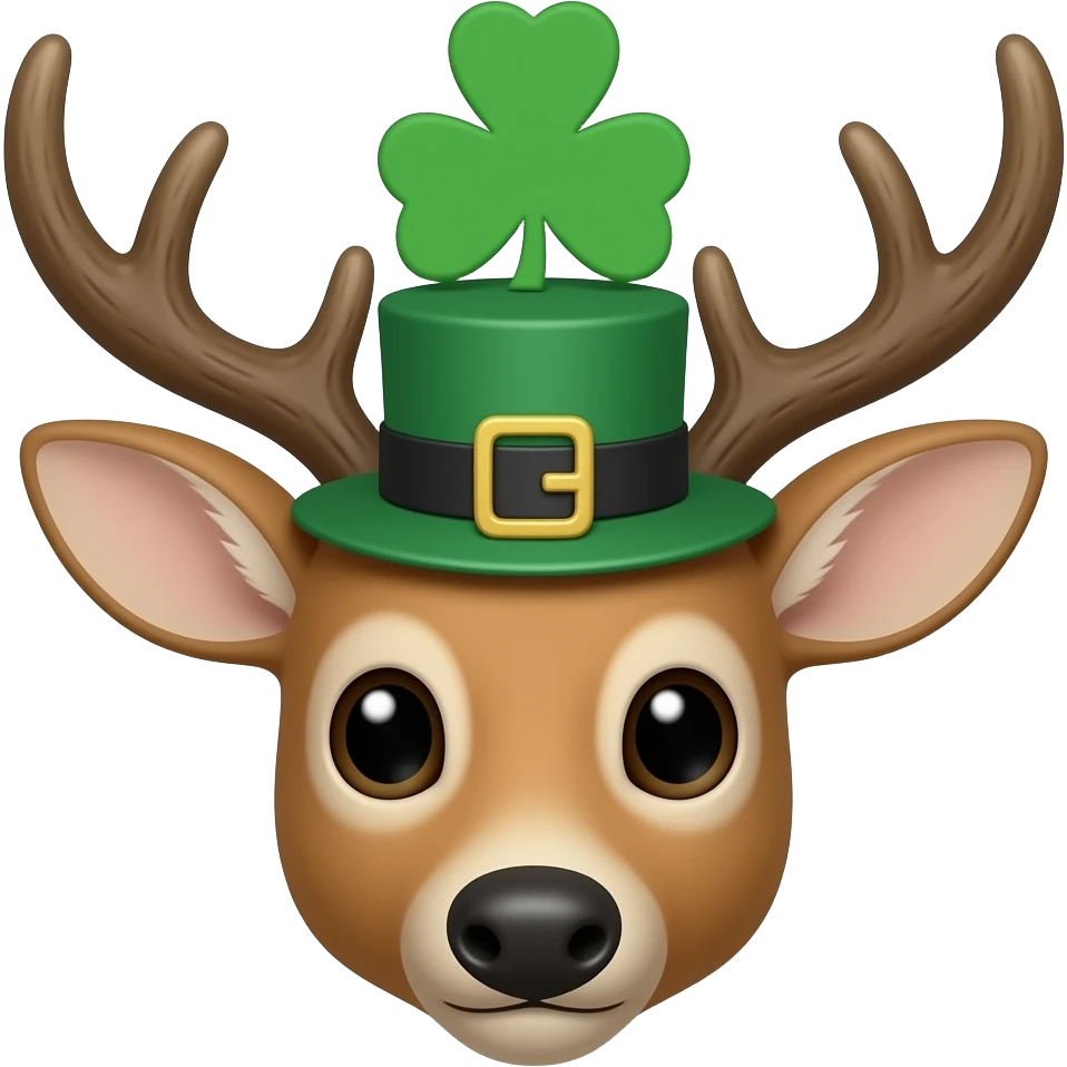 Deer Head dressed for St Patrick’s day emoji