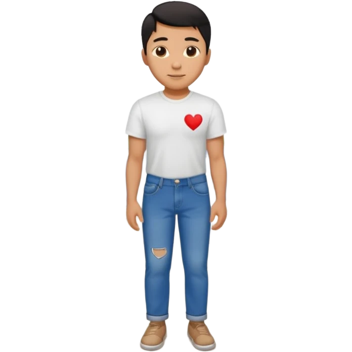 asian man falling on sidewalk with heart eyes emoji