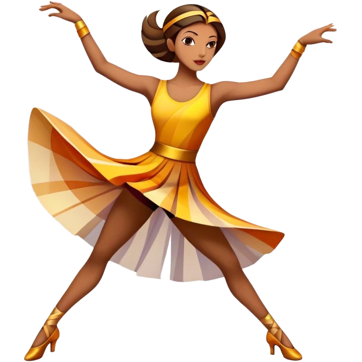 Icon for Contemporary Dance: bright modern clothing, abstract shapes, movement lines, and stage lighting with spotlights. The icon should convey the expressive and dynamic nature of contemporary dance, focusing on style and energy. Transparent background. emoji