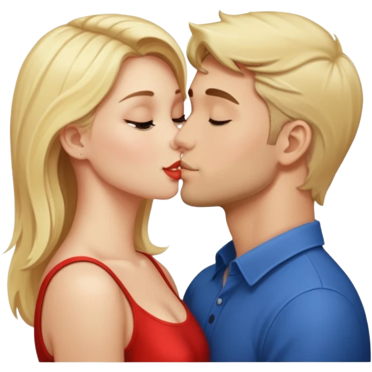 Beautiful blonde woman kissing handsome man emoji