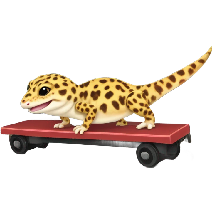 Leopard gecko riding a choo choo train  emoji