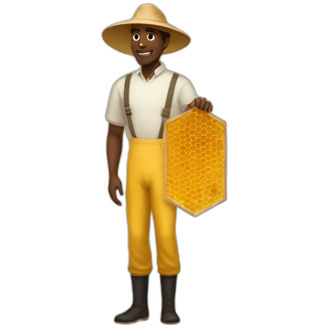 Tall black man beekeeper with honeycomb full body emoji