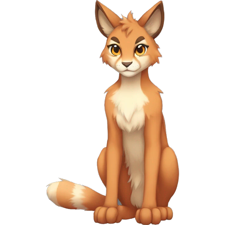 Anthro Beige-Orange-Brown Furry-Sona-Fakemon Lynx-Caracal Full Body emoji