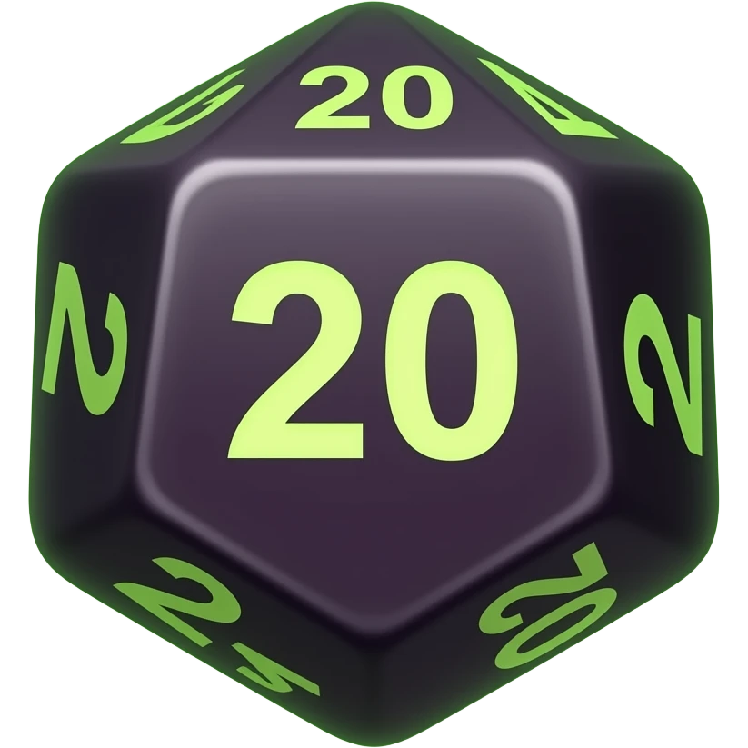 D20 dice with evil aura emoji