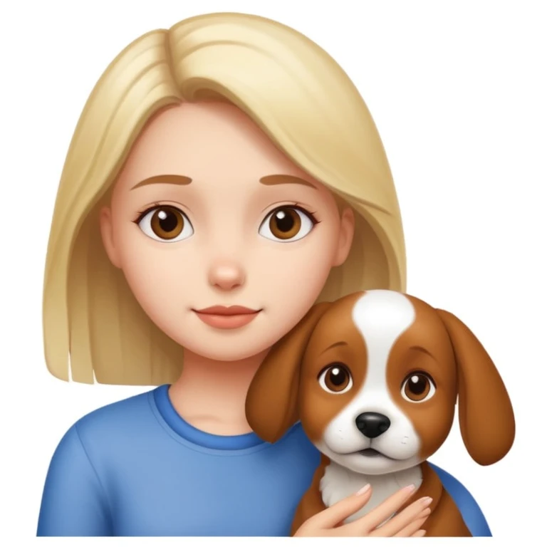girl and dog posing cute emoji