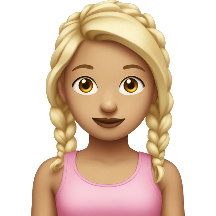Girl with blonde pigtails,pink tank top, eyes hazel emoji