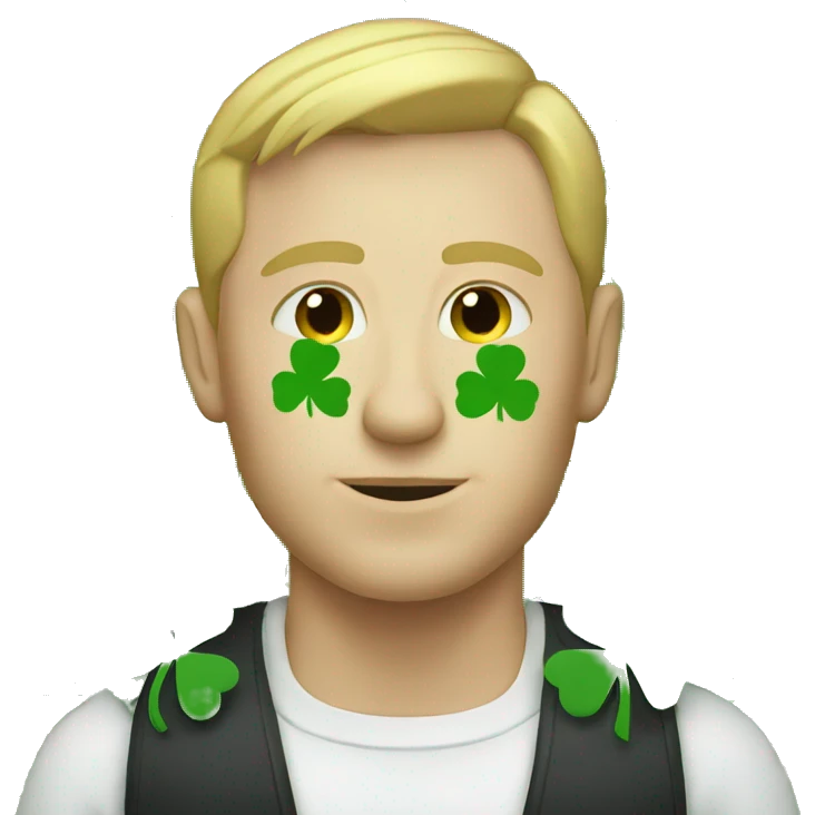 white man with four leaf clover emoji