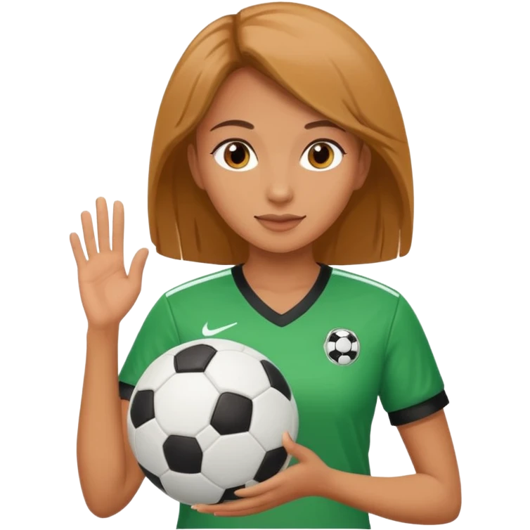 female soccer mentor holding a soccer ball emoji