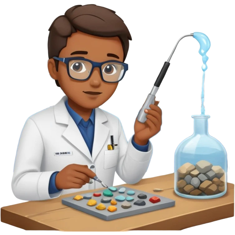 Marine geologist examining rock samples on deck of research vessel emoji