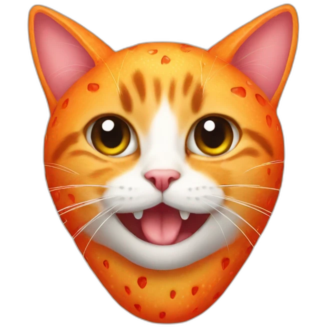 orange strawberry on a cat emoji