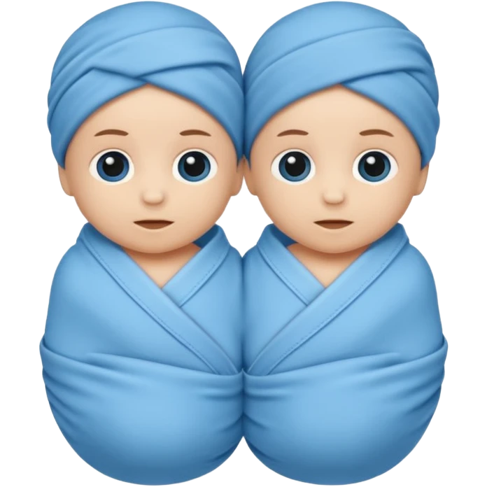 Twin swaddled babies in blue emoji