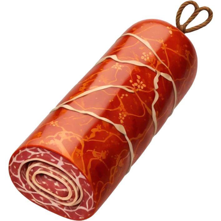 whole salami sausage with tied ends emoji
