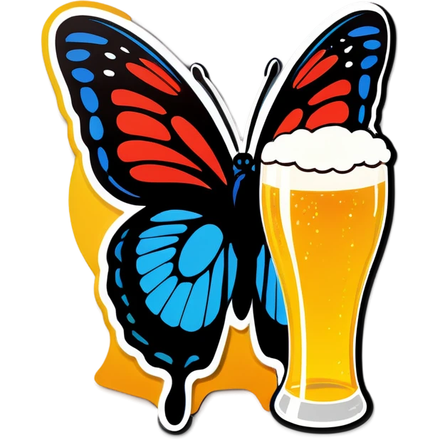 Butterfly drinking beer emoji