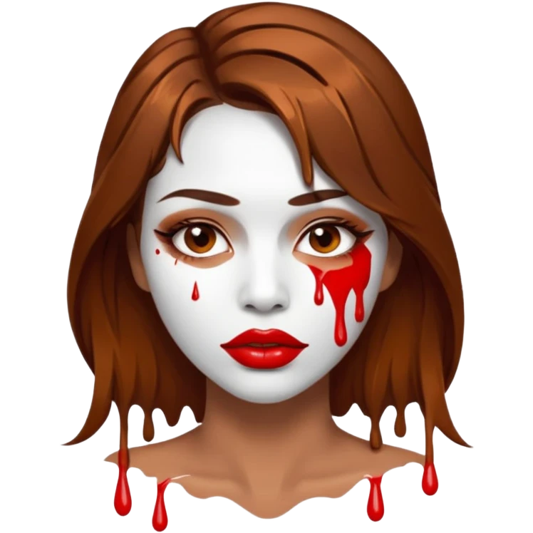 Brown Hair, Woman, white paint drip, face, hot, Sexy, lips emoji